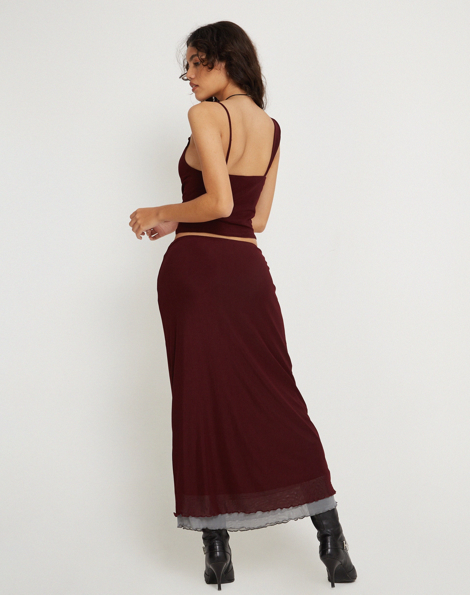 Maroon maxi outlet skirt