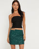 image of Samini Mini Skirt in Drape Sequin Forest Green