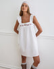 Image of Sanaly Mini Dress in Poplin White with Cherry Blossom Embroidery