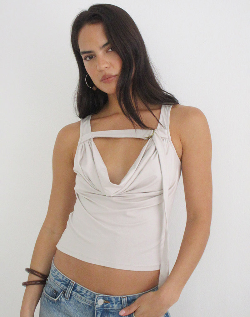Sanida Top in Cannoli Cream with Buckle Strap