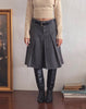 Image of Sanjani Pleated Denim Midi Skirt in Grey Wash