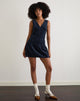 Image of Sarabi Plunge Mini Dress in Cord Navy
