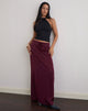 Image of Sarinem Maxi Skirt in Satin Burgundy