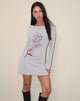 Image of Satoli Mini Dress in Mono Flower Flock Pale Grey