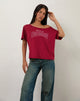 Image of Scottie Slouchy Tee in Adrenaline Red with Overthinking Graphic