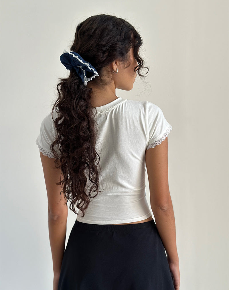 Image of Scrunchie in Denim Chambray with Lace
