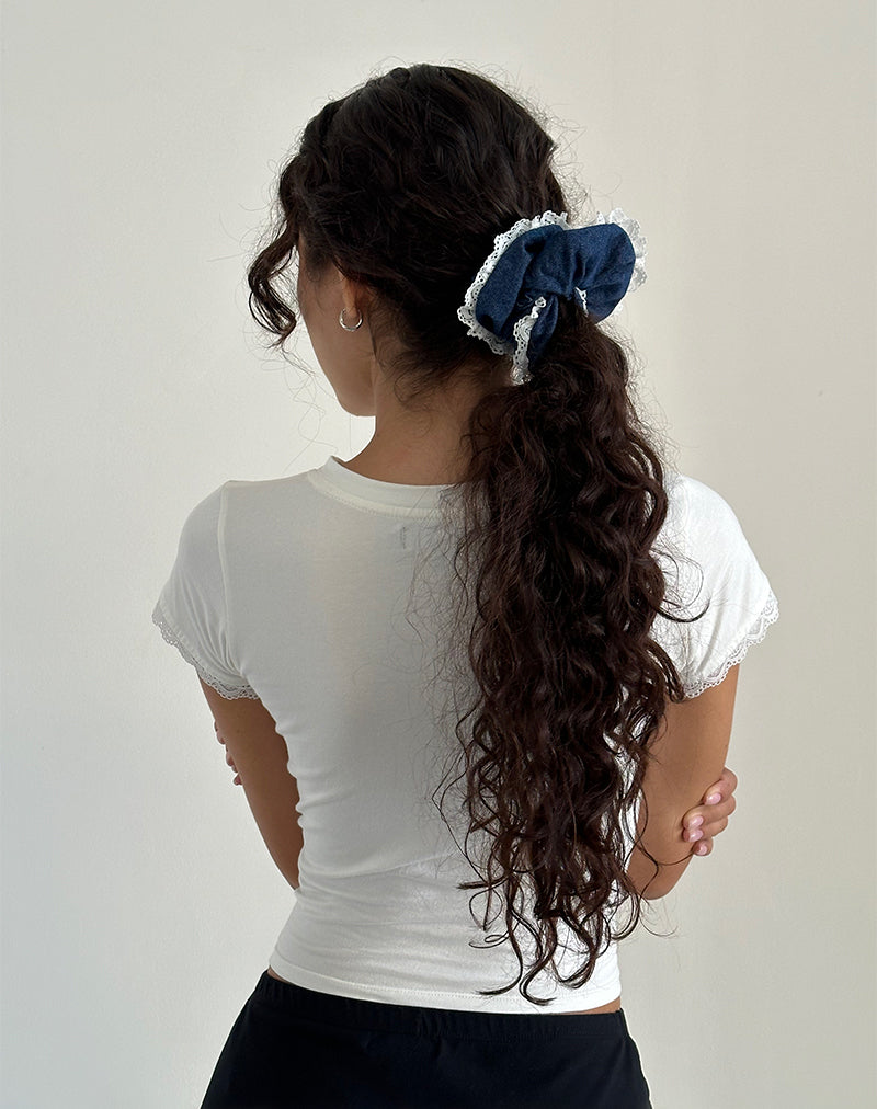 Image of Scrunchie in Denim Chambray with Lace