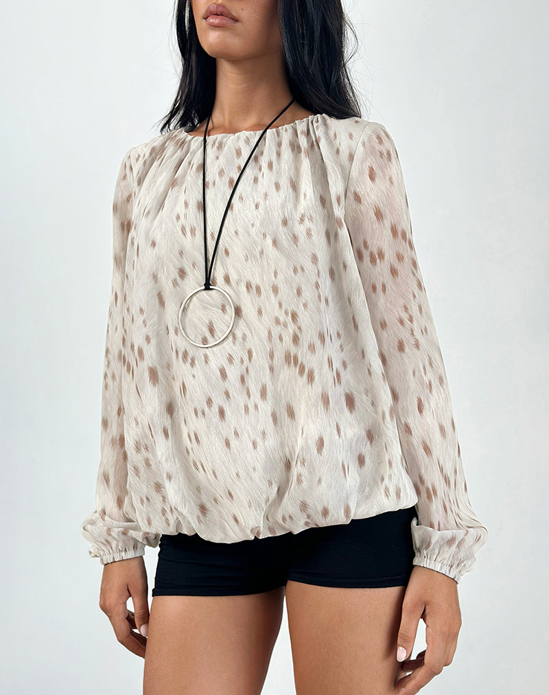 Seita Oversized Blouse in Ivory Bambi Print