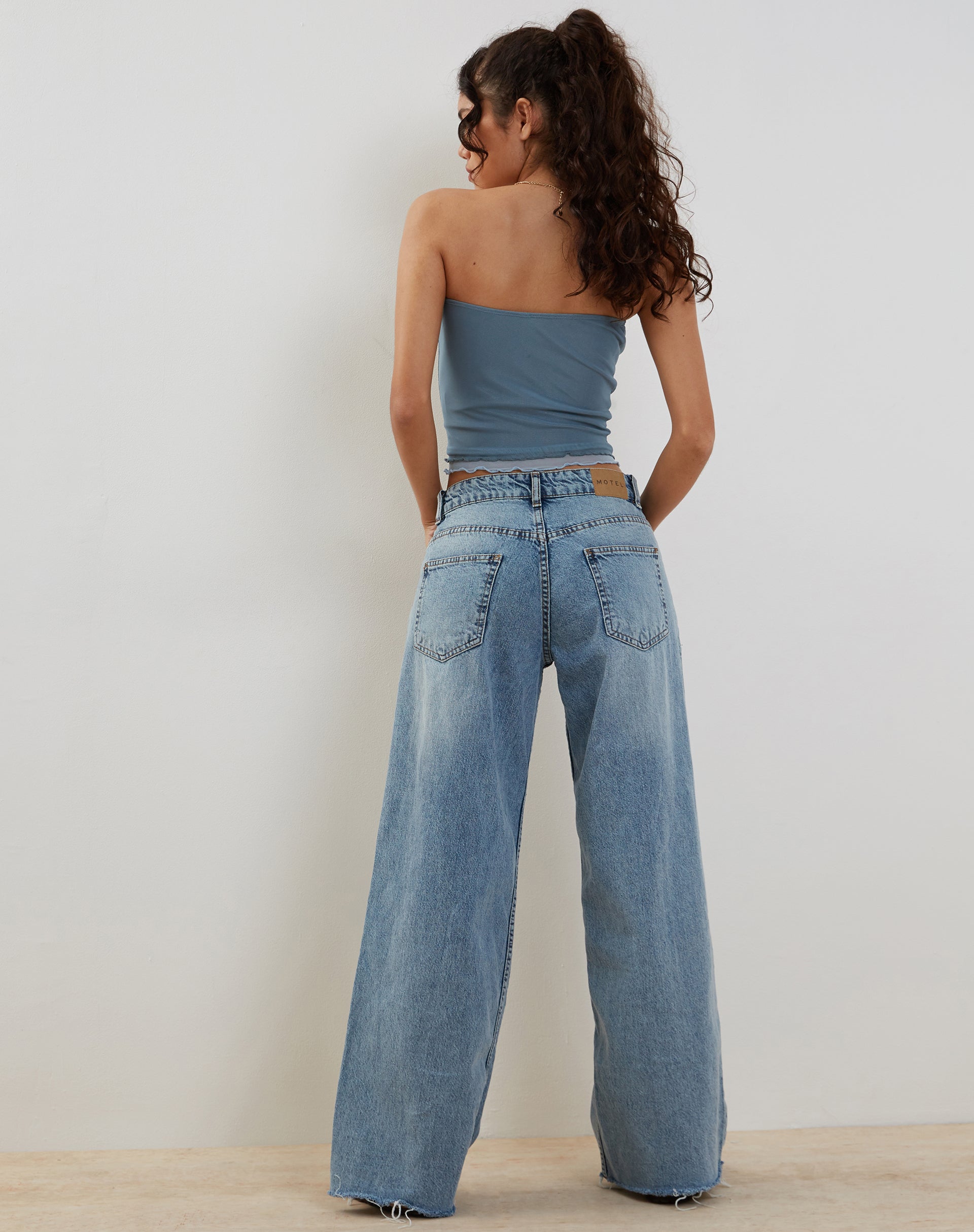 image of Seka Bandeau Top in Mesh Tonal Blue