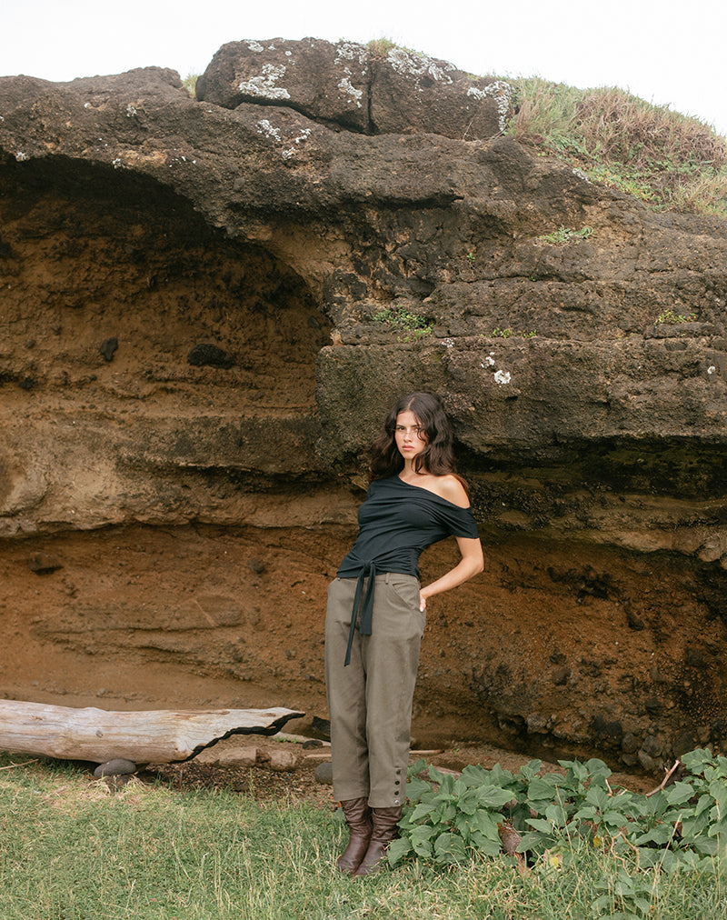 Selesa Capri Trouser in Twill Khaki