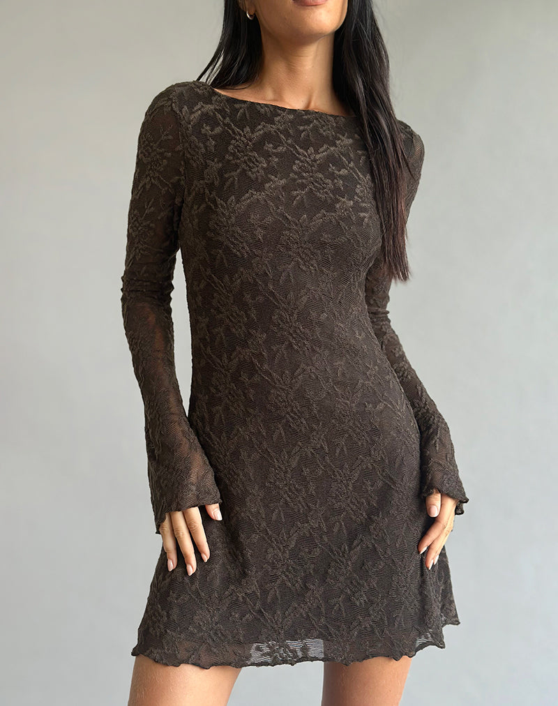 Image of Sevila Dress in Jacquard Knit Dark Brown