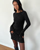 Image of Sevila Long Sleeve Mini Dress in Crinkle Black
