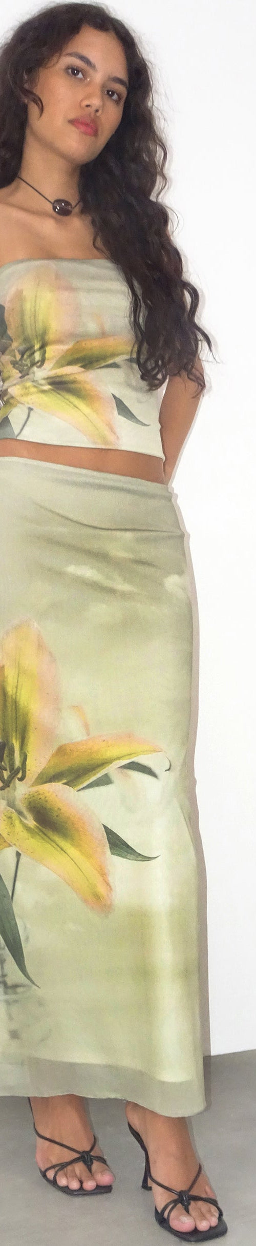 Image of Acacia Maxi Skirt in Yellow Lily Print