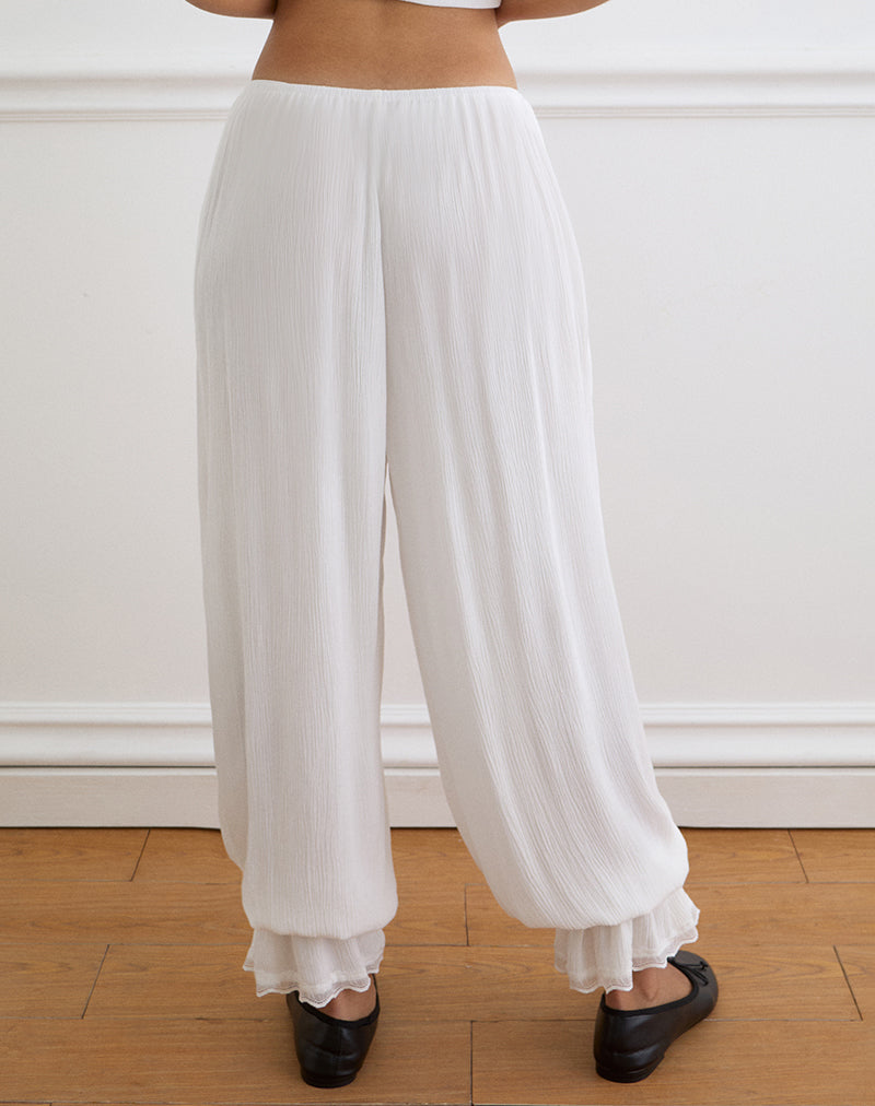Image of Basma Bloomer Trouser in Rayon White