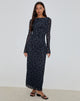 Image of Shaleed Maxi Dress in Pretty Petal Flock Navy