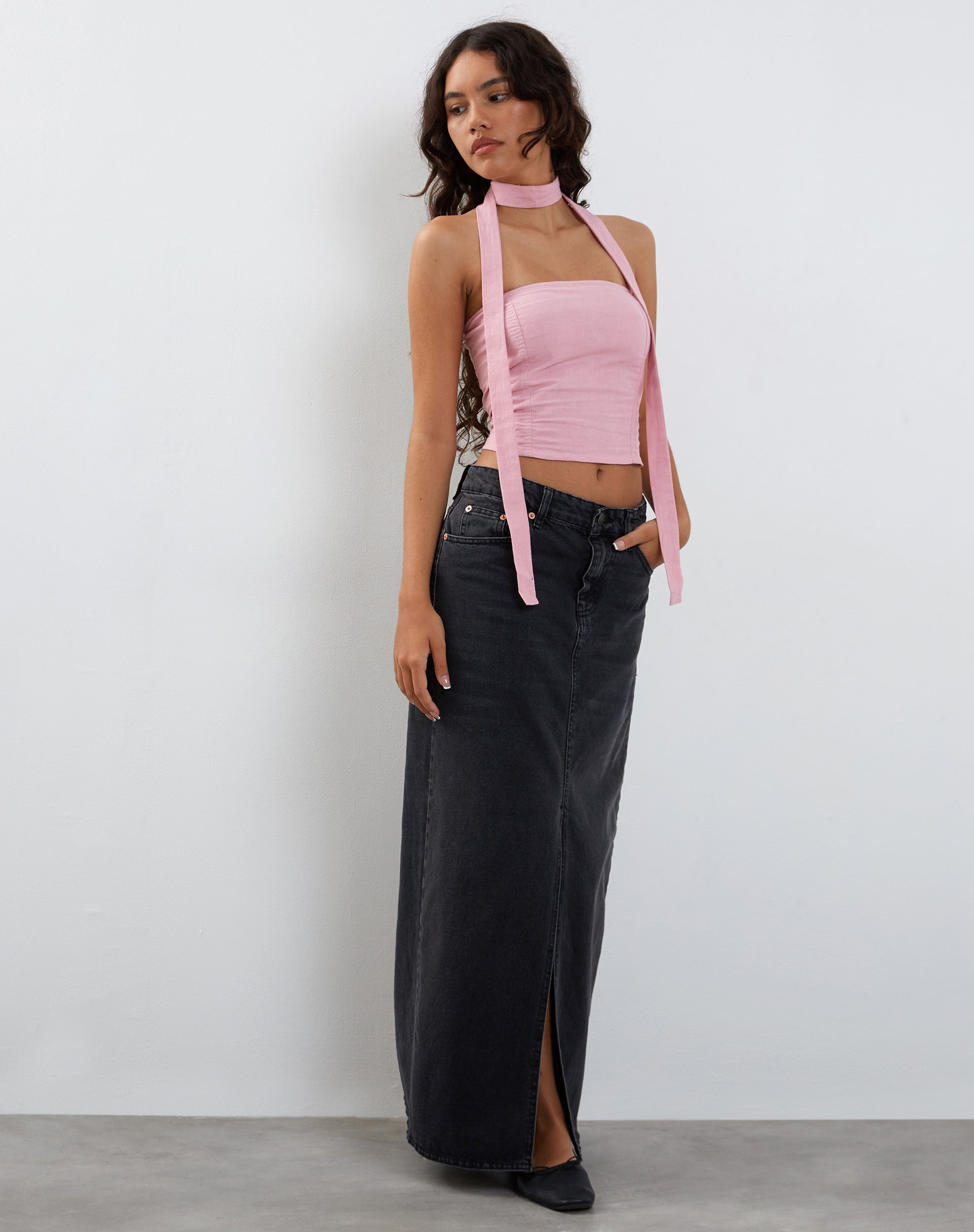 image of Shaloe Bandeau Top and Scarf Set in Flamingo Pink