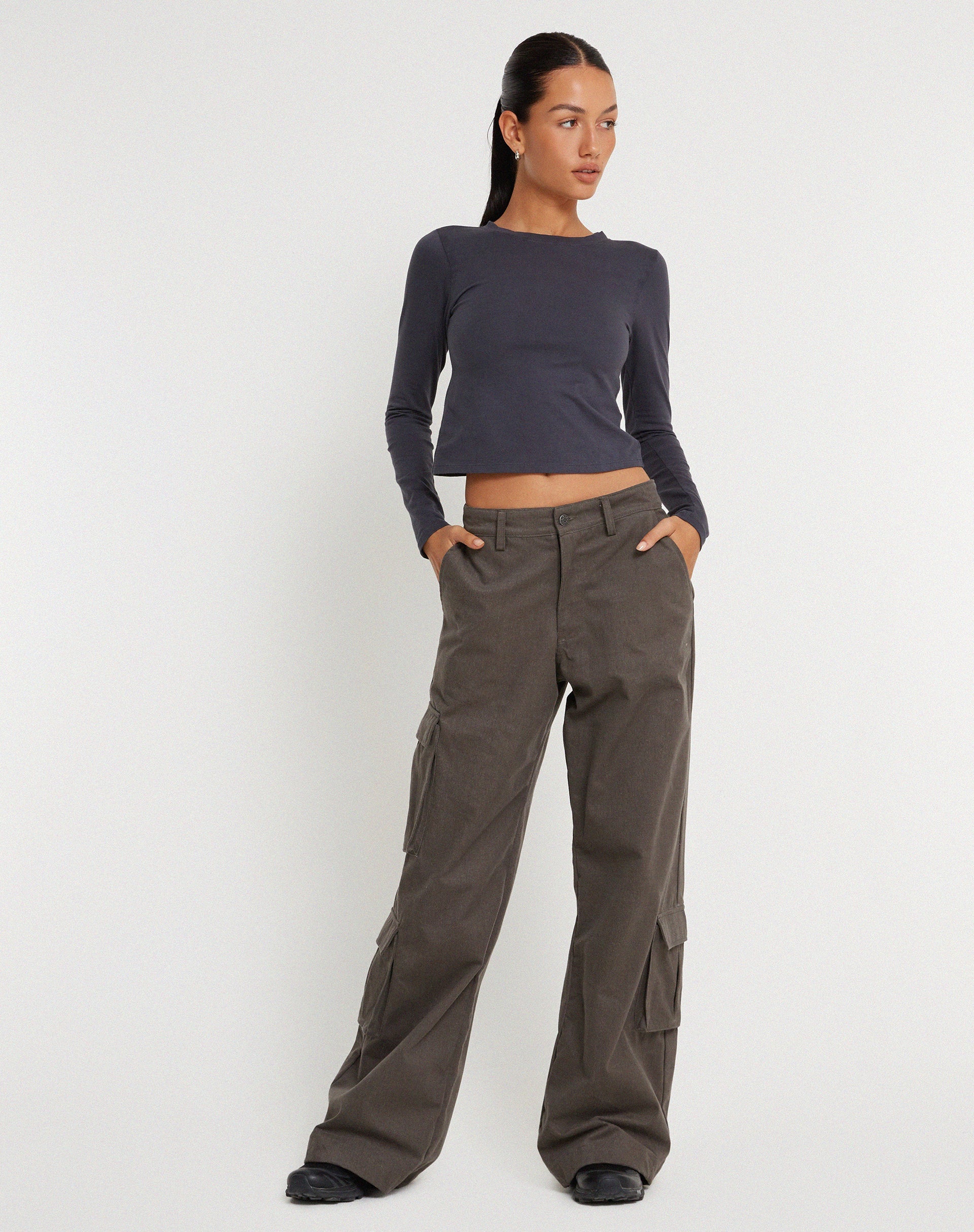 image of Shan Wide Leg Trouser in Dark Grey