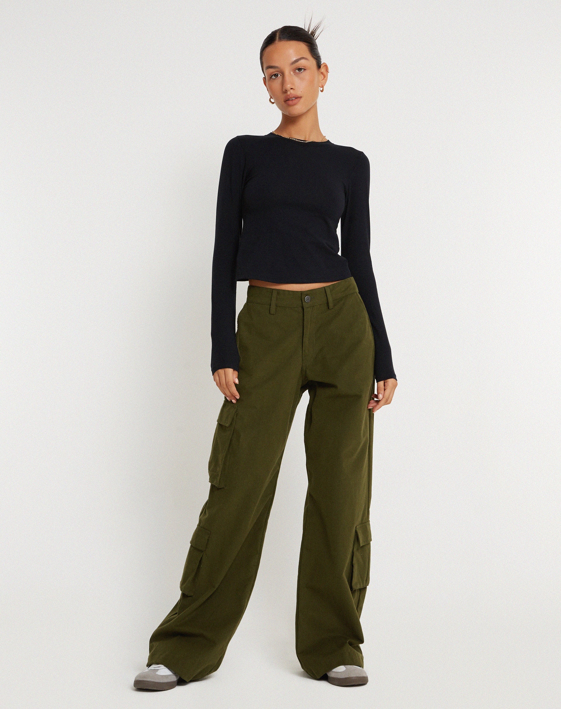 image of Shan Wide Leg Trouser in Dark Olive