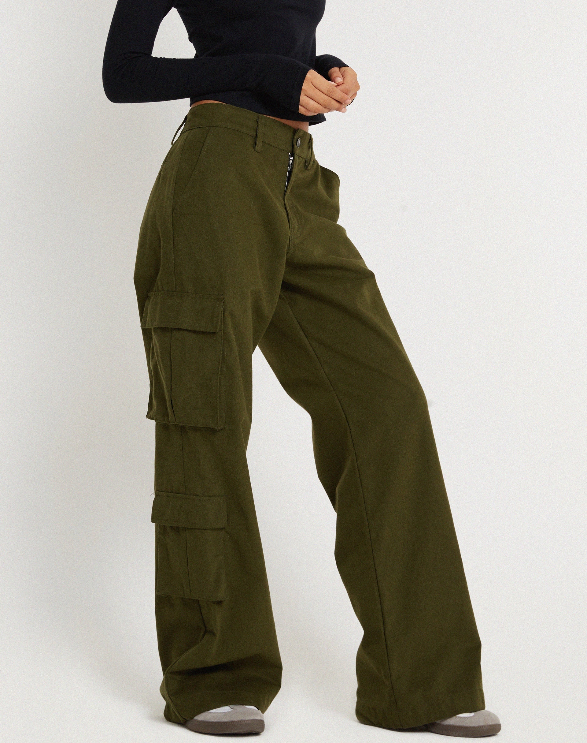 image of Shan Wide Leg Trouser in Dark Olive