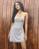 Image of Shania Mini Dress in Silver Grey Lace Mesh
