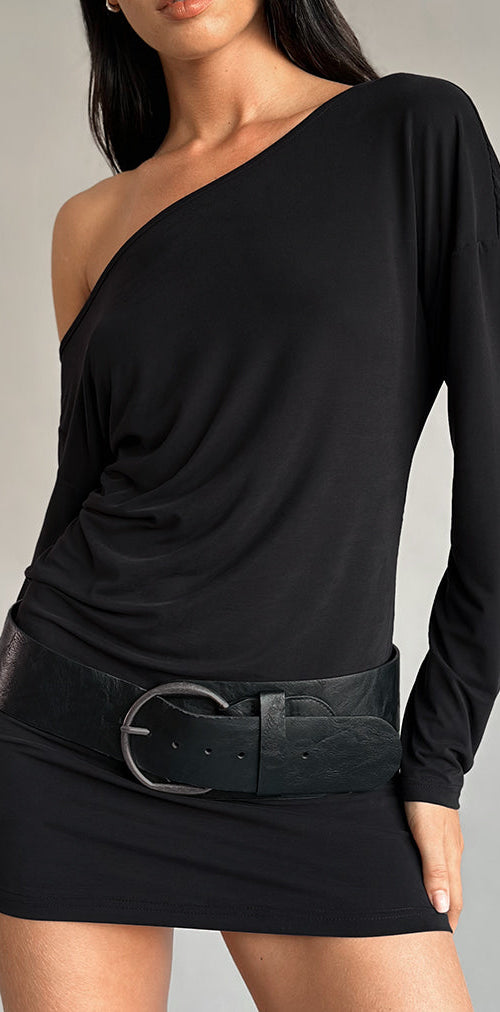 Image of Shelisa Slouchy Mini Dress in Black
