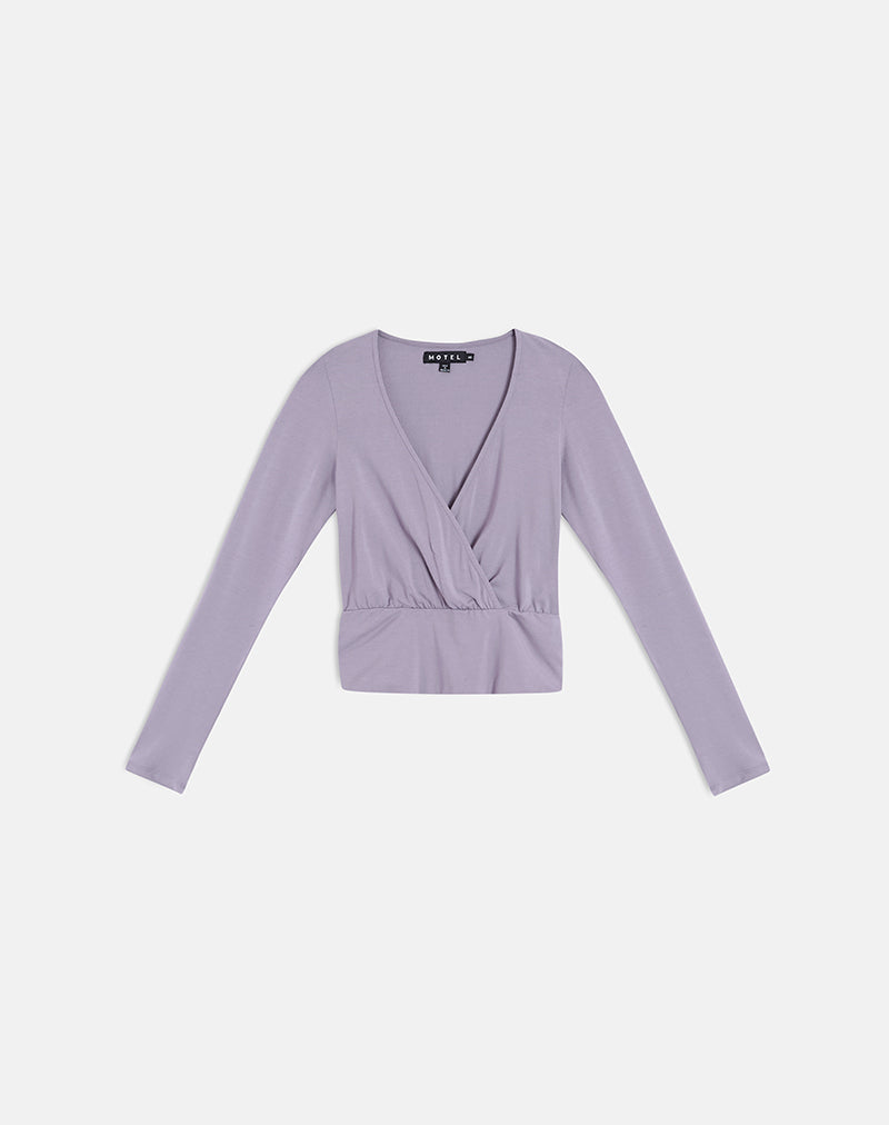 Image of Sheon Long Sleeve Top In Rayon Jersey Grey Lavender