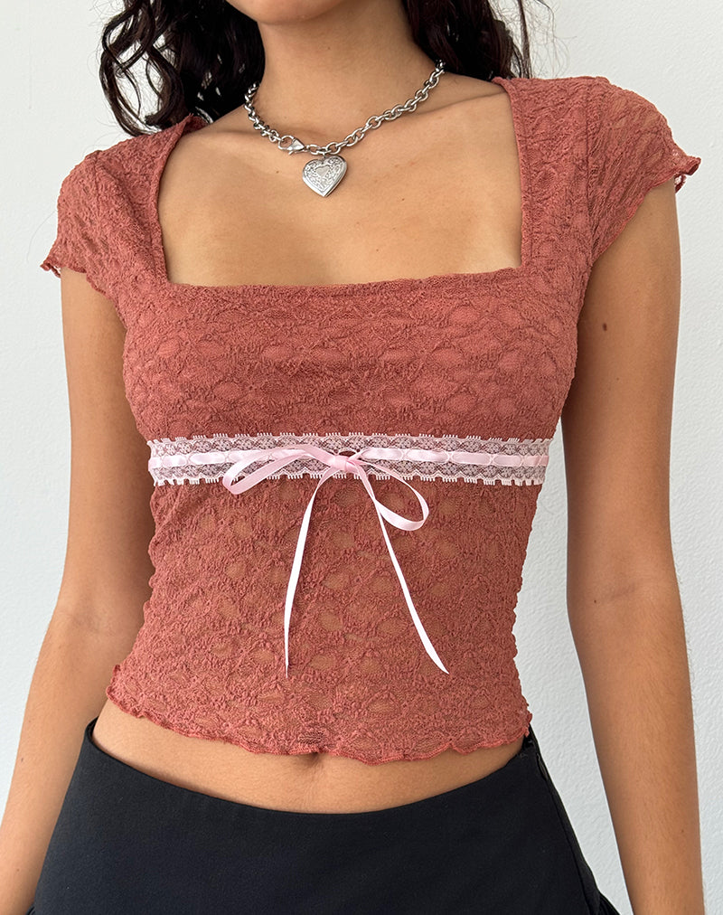Sherine Lace Top in Withered Rose