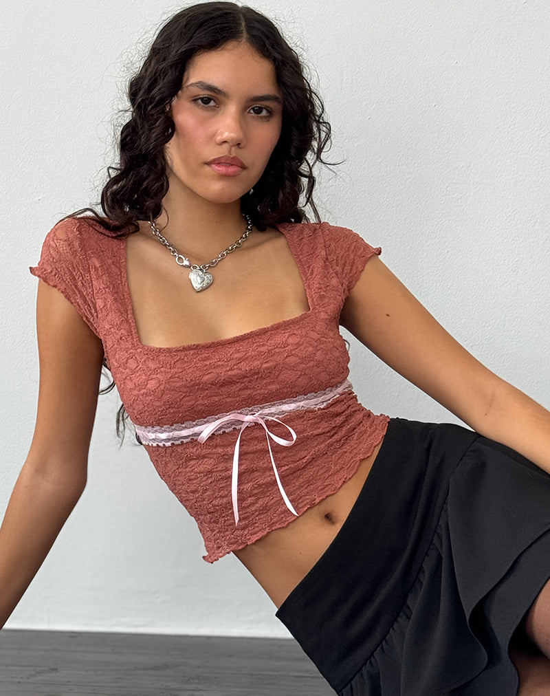 Sherine Lace Top in Withered Rose