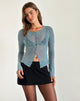 Image of Shia Cardigan in Grunge Floral Blue Grey