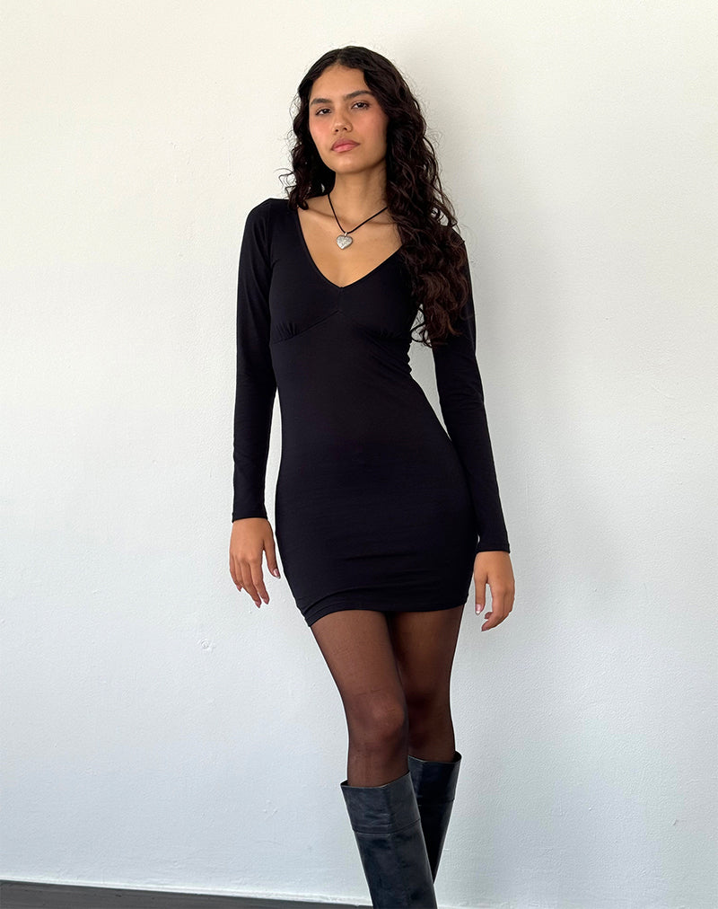 Silsali Lycra Mini Dress in Black