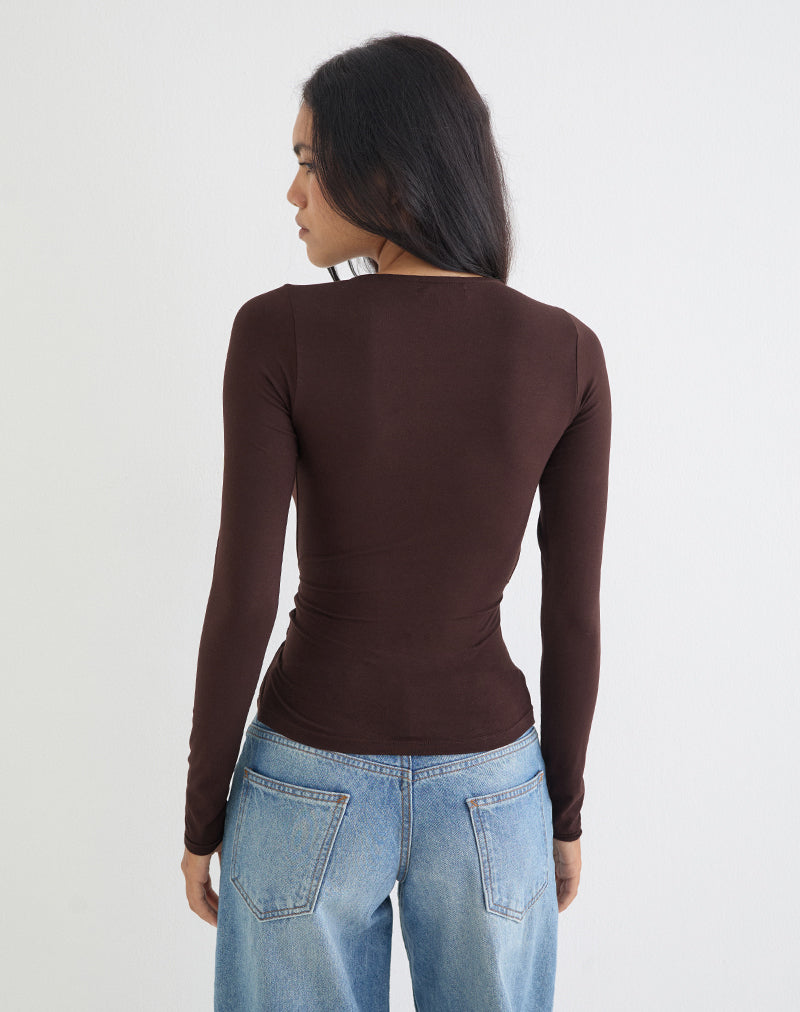 Image of Simina Long Sleeve Top in Bitter Chocolate
