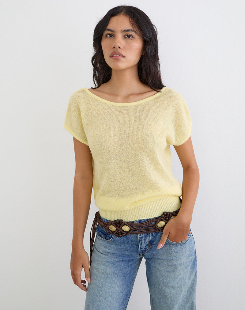 Image of Sinda Scoopback Top in Knit Lemon
