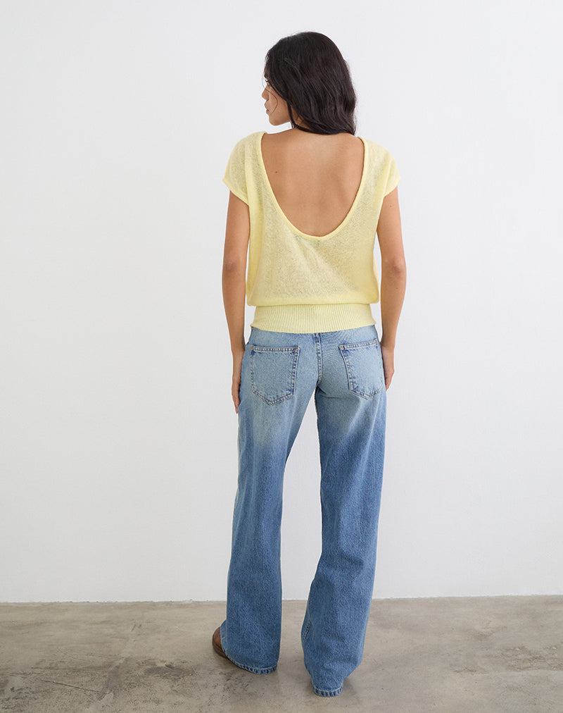 Image of Sinda Scoopback Top in Knit Lemon