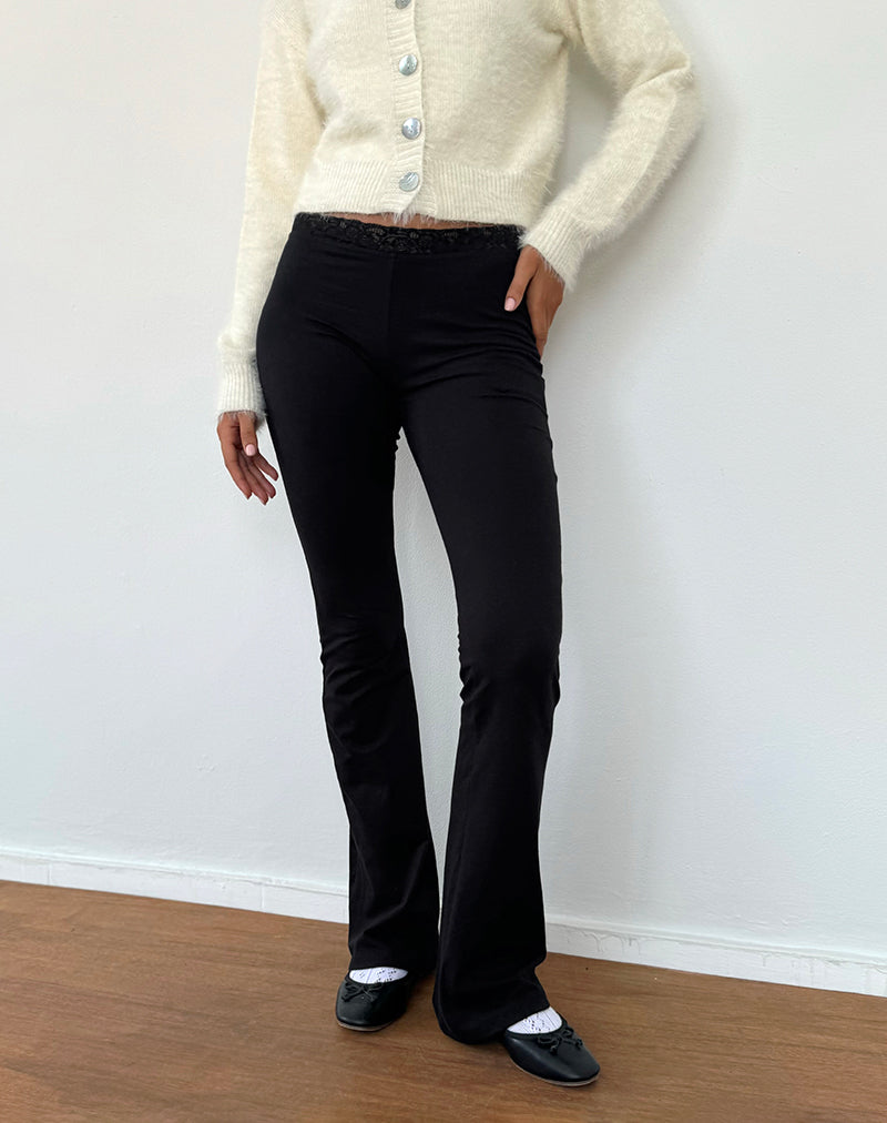 Image of Sinena Lace Trim Trousers in Black