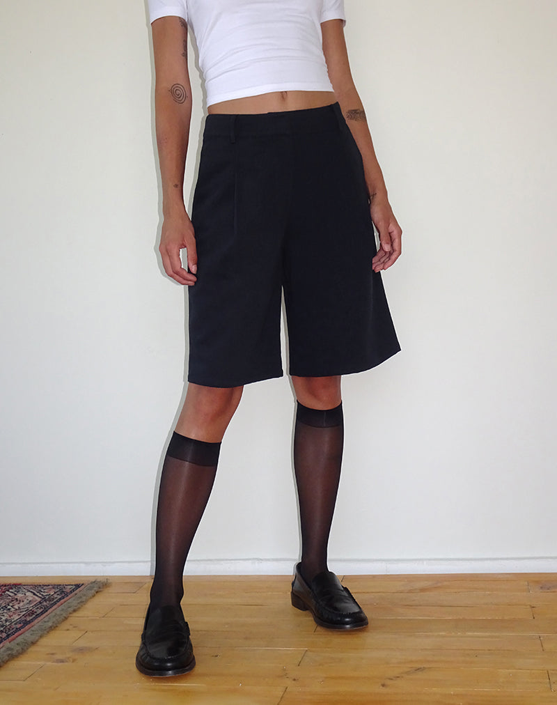 Image of Sintya Tailored Capri Shorts in Navy