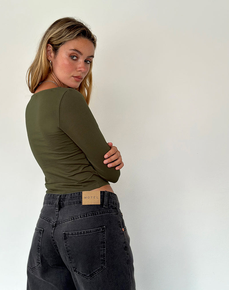 Image of Sisil Long Sleeve Top in Olive