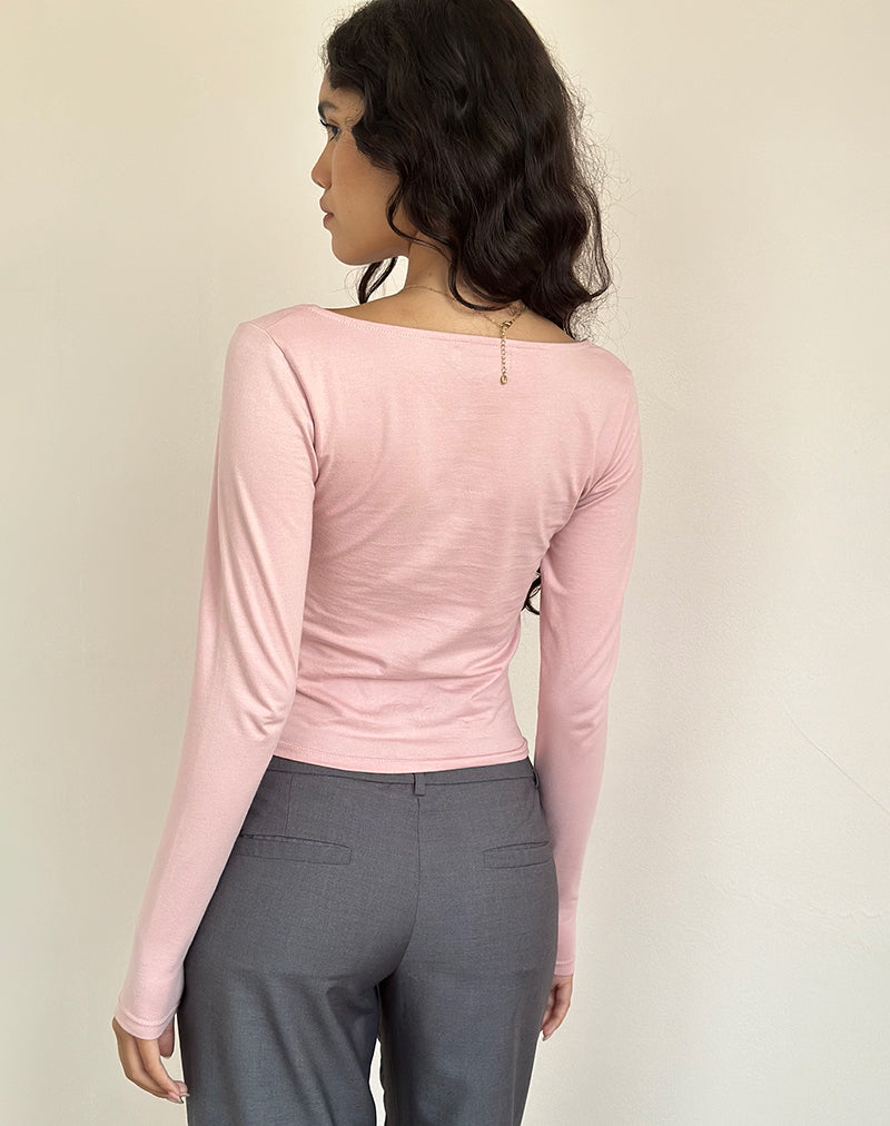 Image of Sisil Long Sleeve Top In Pink Lady