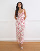 Image of Sitiya Maxi Dress in Cream with Red Leafy Lily Flock