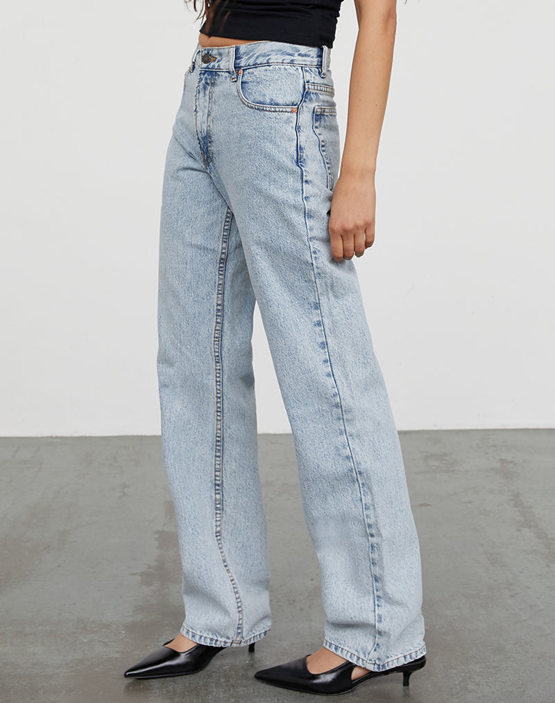 Mid Rise Slim Parallel Jeans in 80's Light Wash