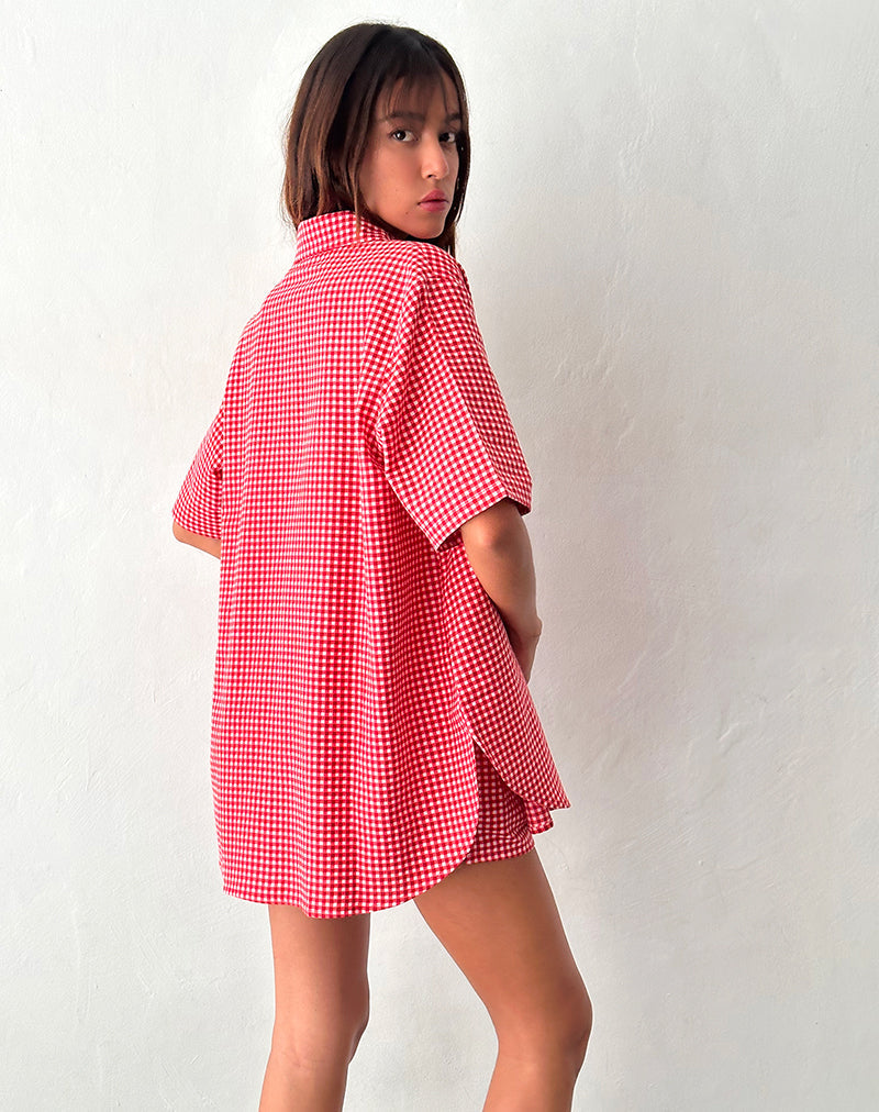 Smith Oversized Shirt in Red Gingham