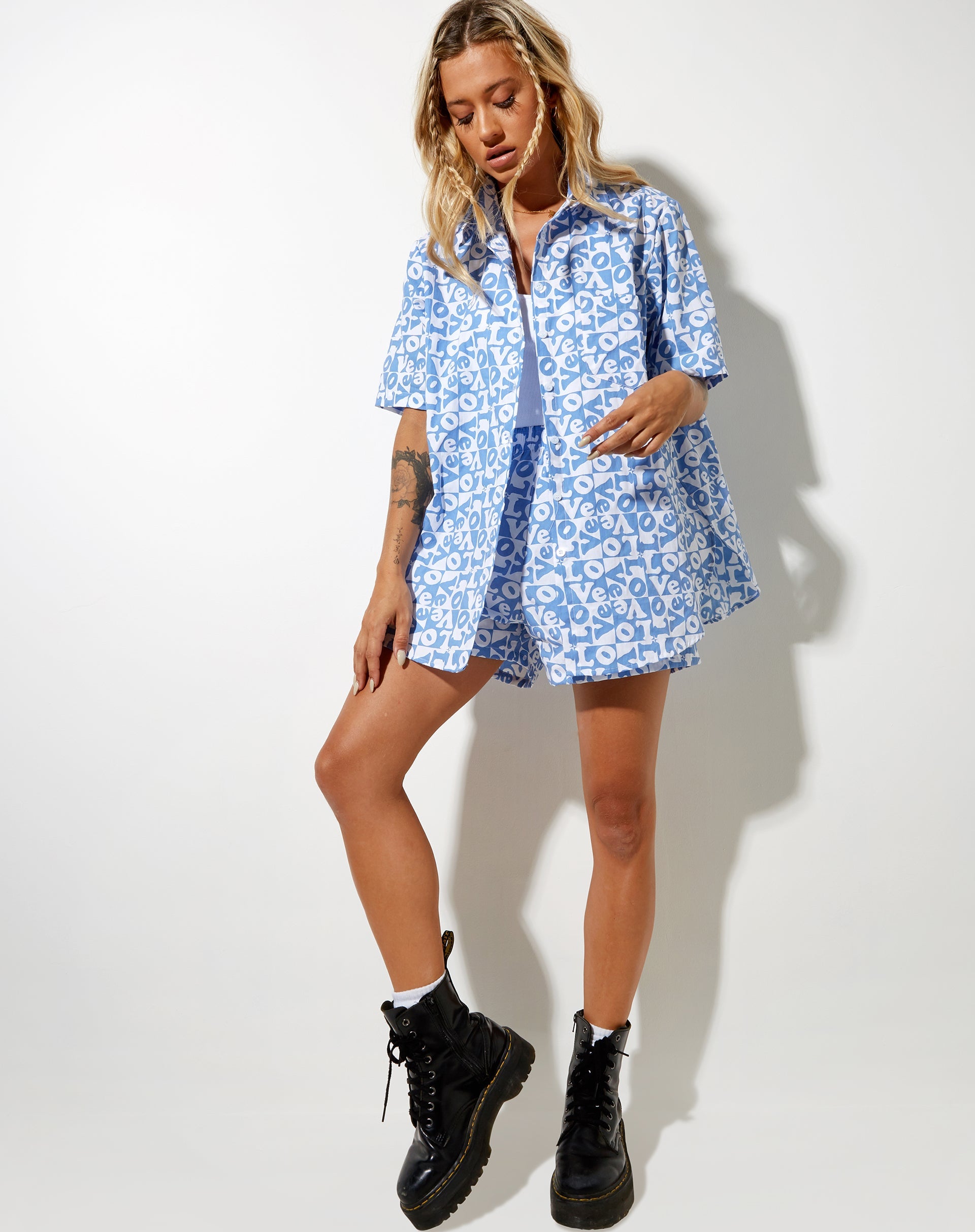 Image of Smith Short Sleeve Shirt in Love Checker Blue