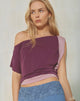Image of Sobiya One Shoulder Top in Cupro Deep Purple and Dusty Pink