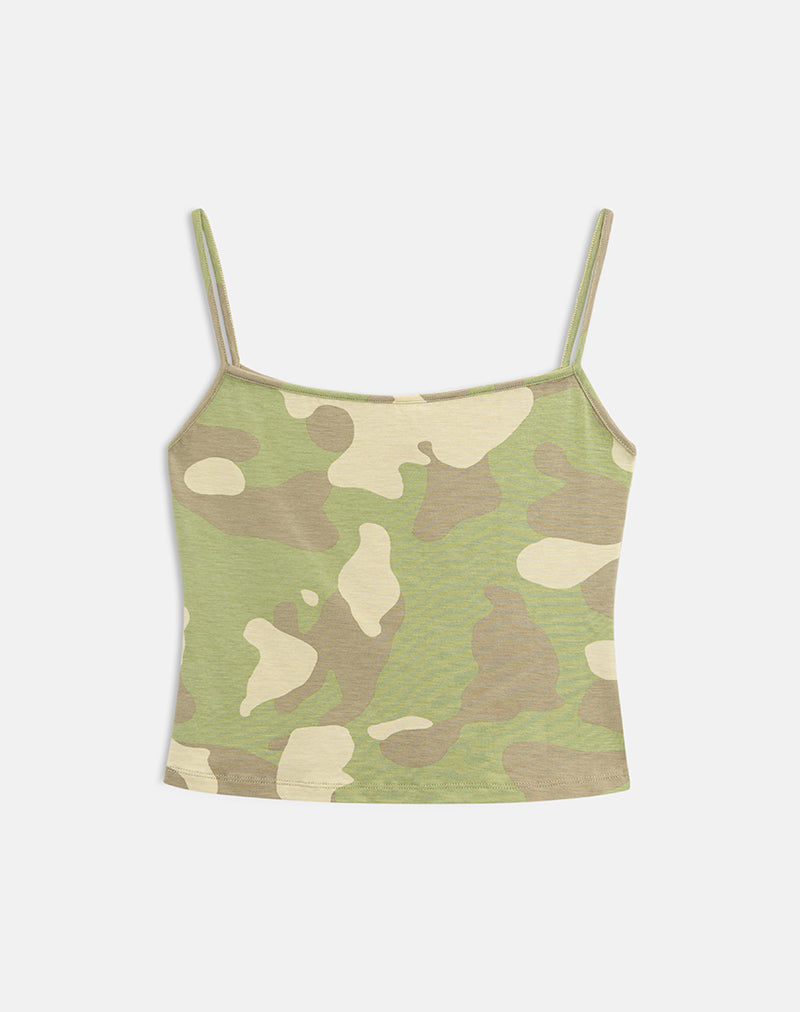 Image of Solay Cami Top in Blurry Camo Khaki