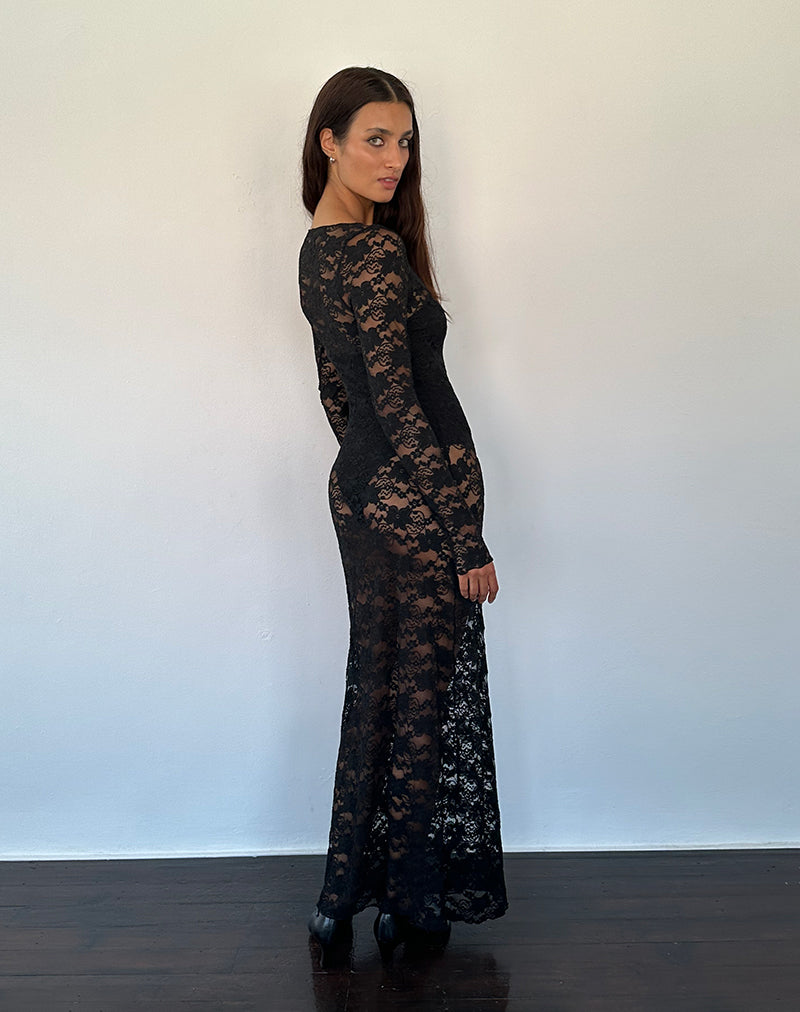 Image of Sophie Unlined Maxi Dress in Black Jasmine Lace