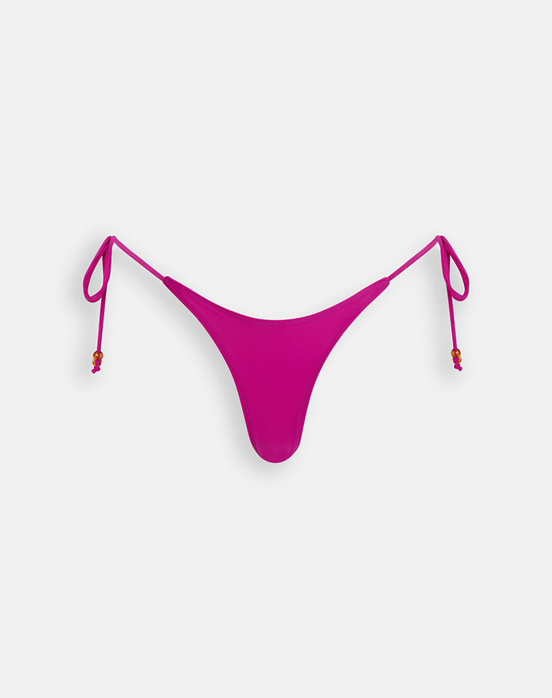 Image of Lentra Bikini Bottom in Raspberry with Beads