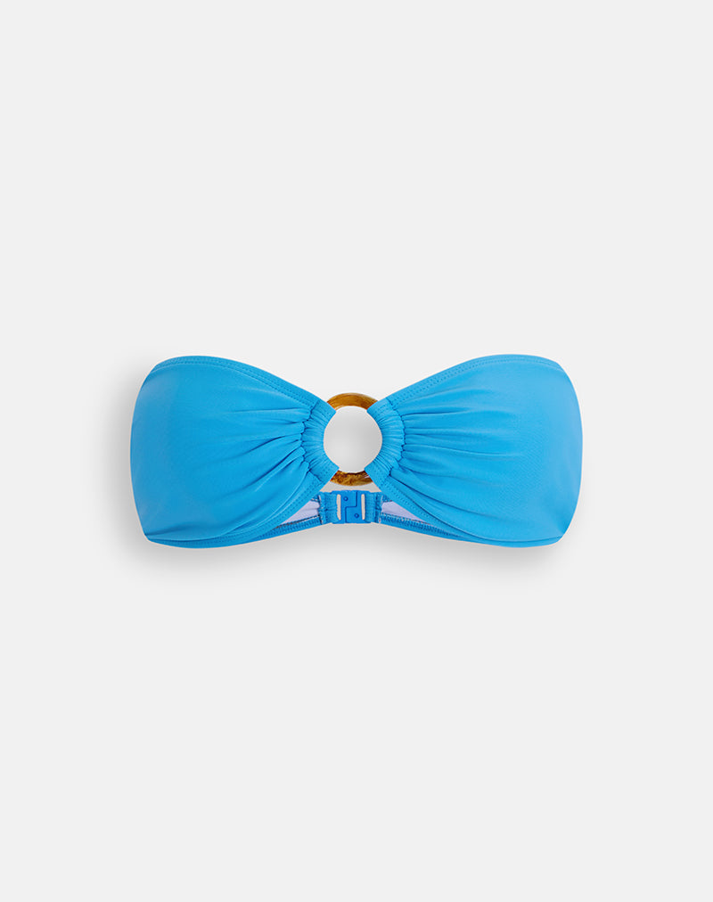 Image of Sorawa Bikini Top in Muted Blue with Spiral
