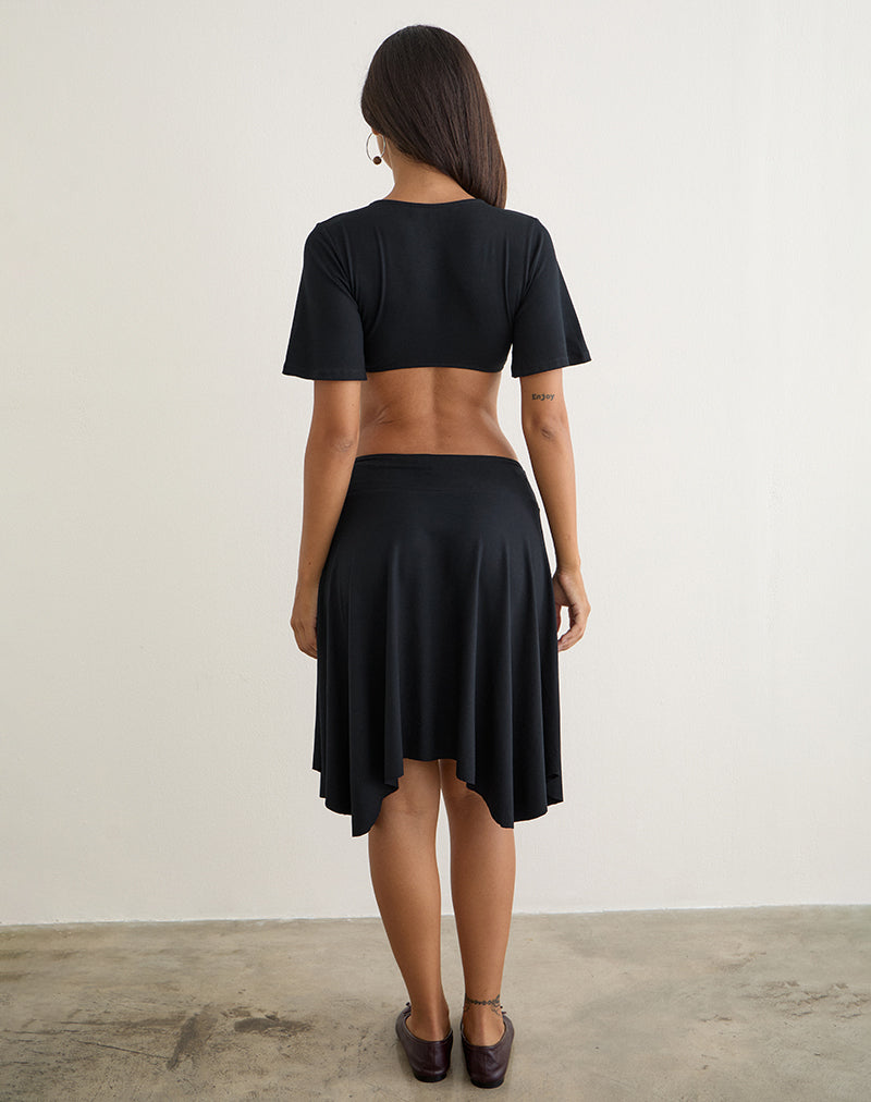 Image of Nestapa Tie Waist Midi Skirt in Black