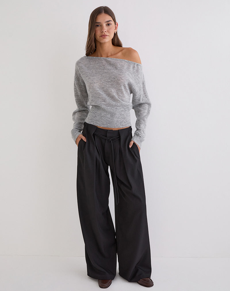 Image of Rivela Tie Waist Trouser in Black