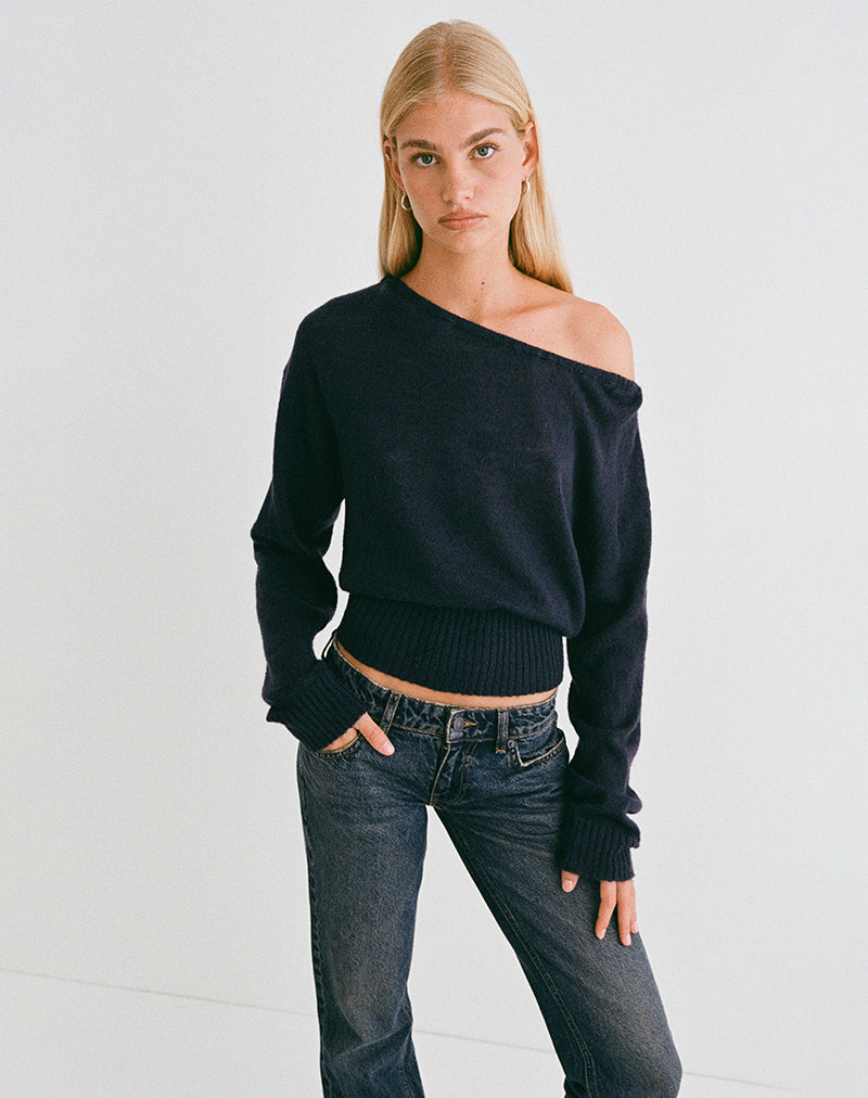 Image of Suena Asymmetric Jumper in Navy