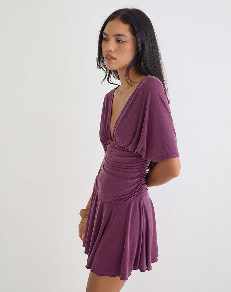 Image of Sunmi Mini Dress in Cupro Deep Purple